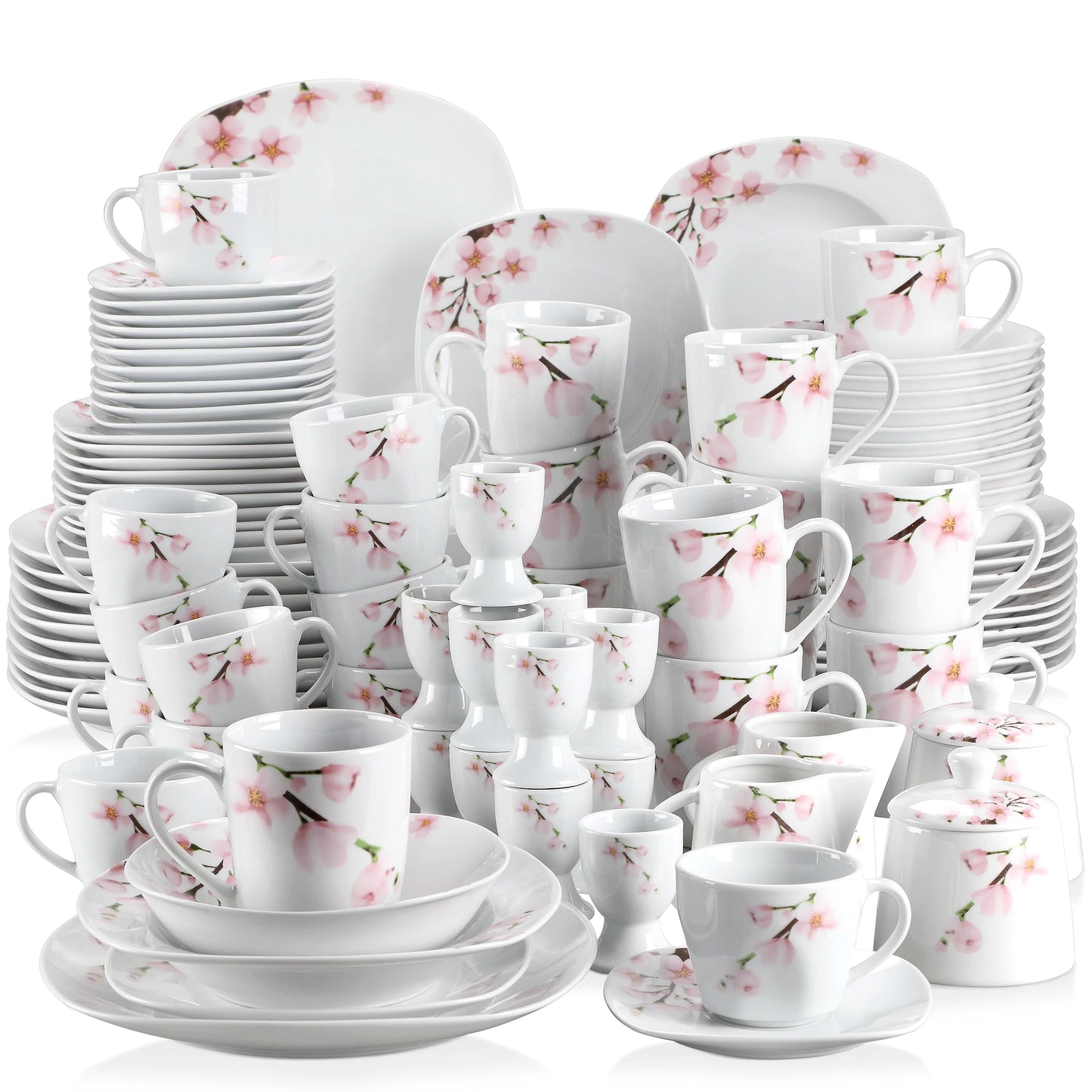 MALACASA Annie Porcelain Dinner Set 100 Piece Mugs And Plates