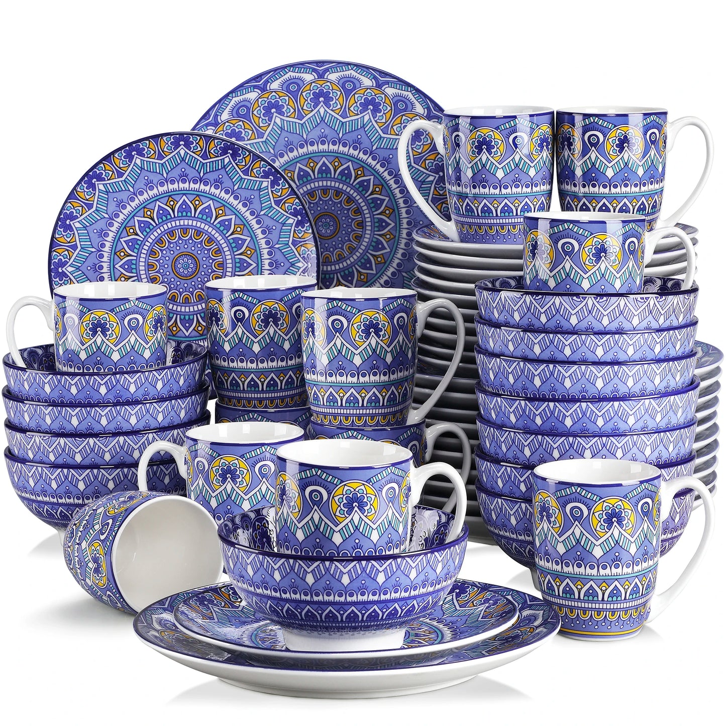 MALACASA Mandala Dinnerware Set Ceramic Porcelain 16 32 48 Pieces
