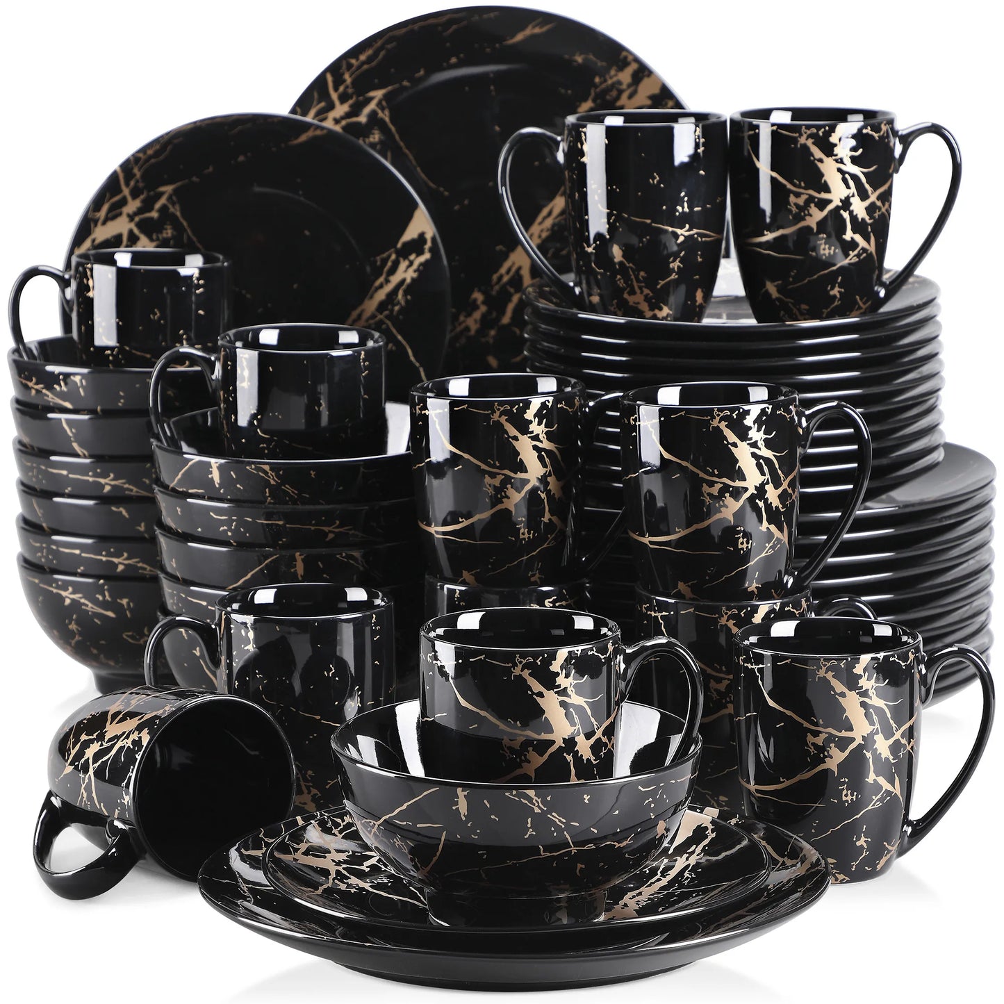 MALACASA Porcelain Dinnerware Set Splash Pattern Design