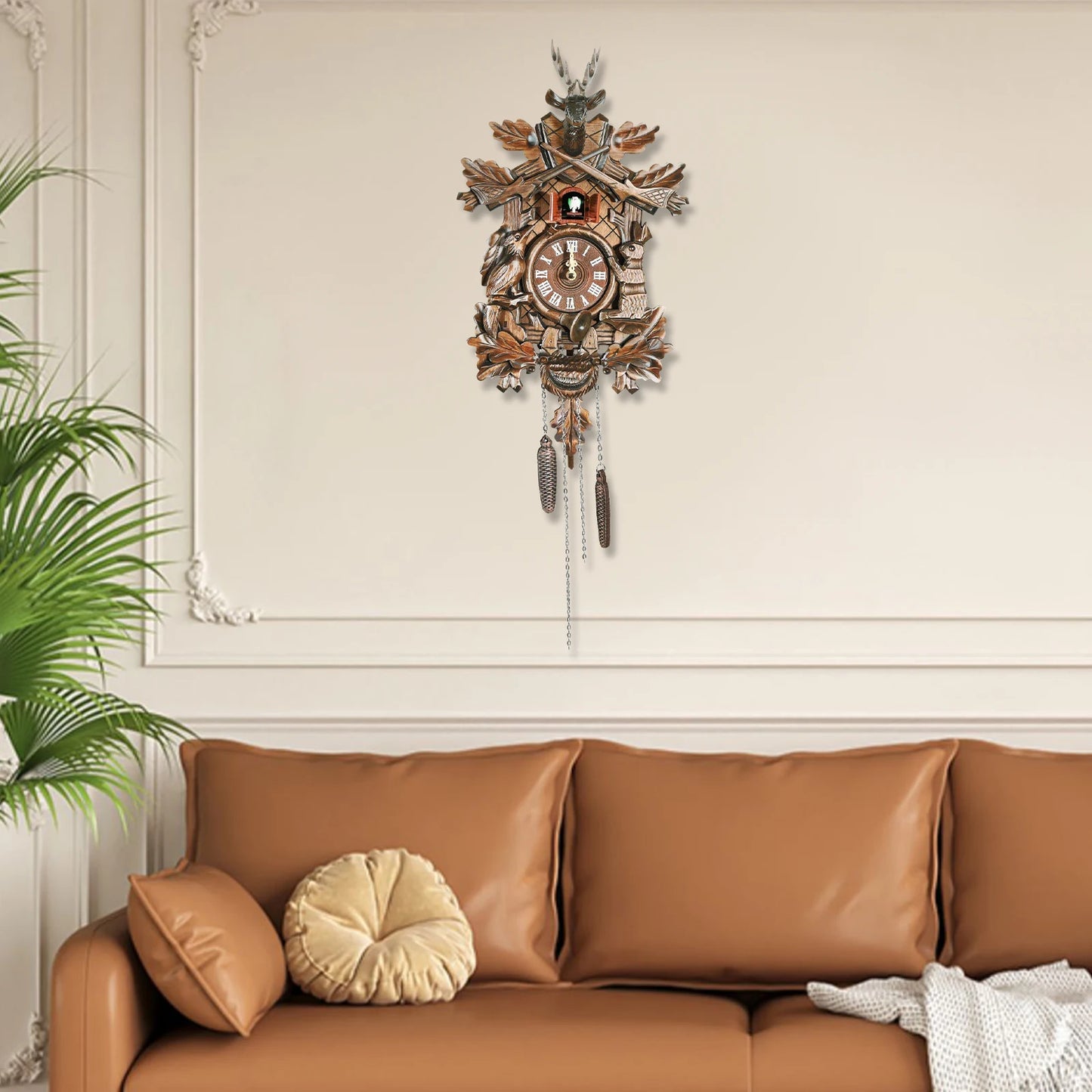 Forest Nordic Style Retro Cuckoo Wall Clock