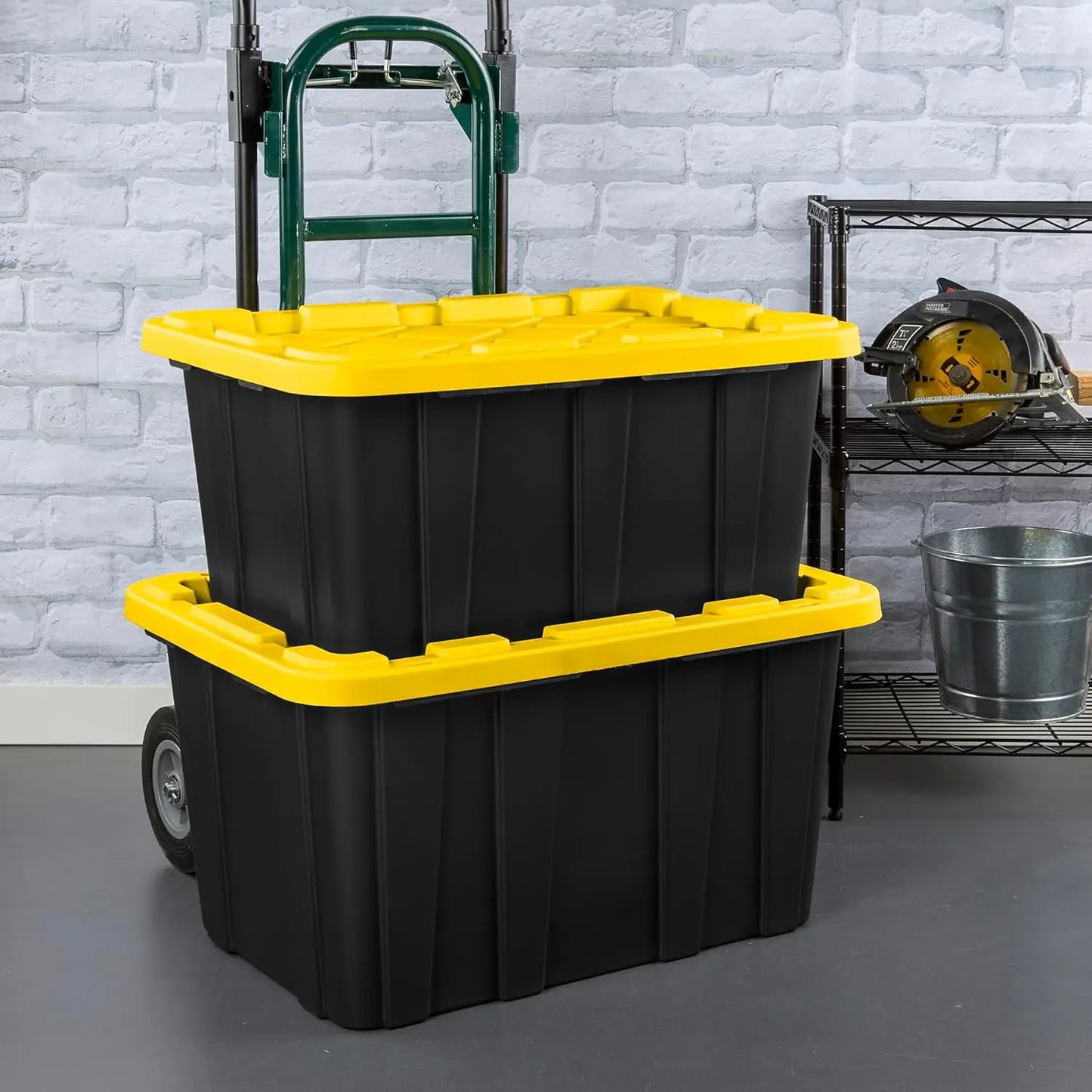 Industrial Tote Storage Bins With Lids Six-Pack Heavy-Duty Plastic Containers
