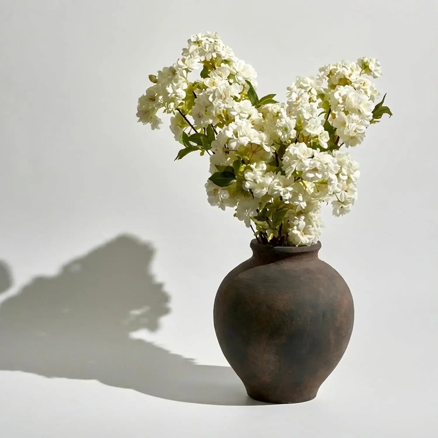 Brown Ceramic Vase Zen Style Terracotta Distressed Farmhouse Decor