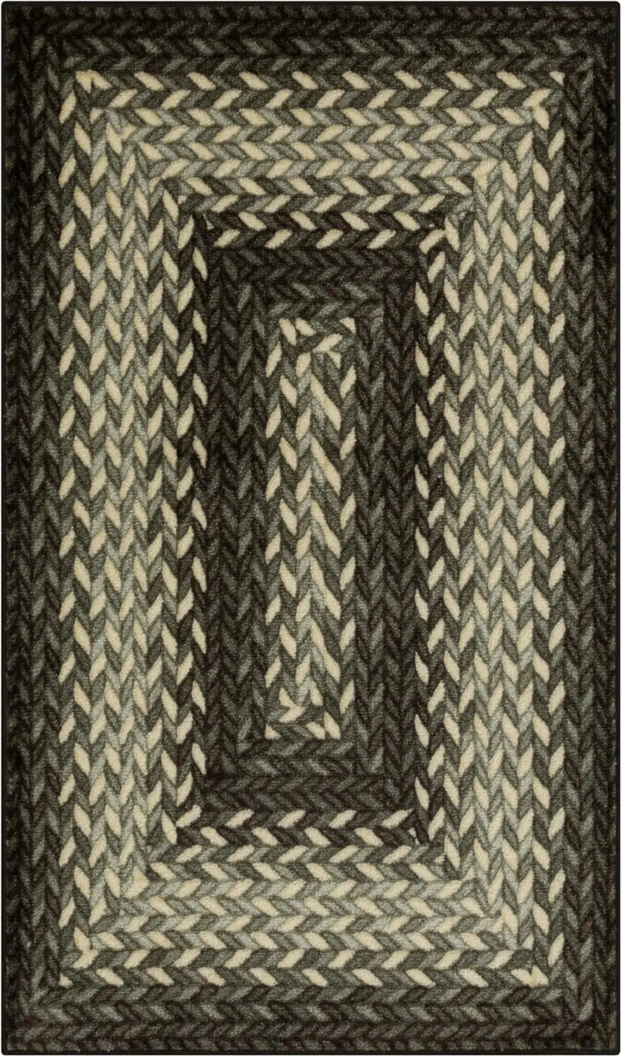 Bohemian Braided Print Rug USA Made Washable Non Slip Runner