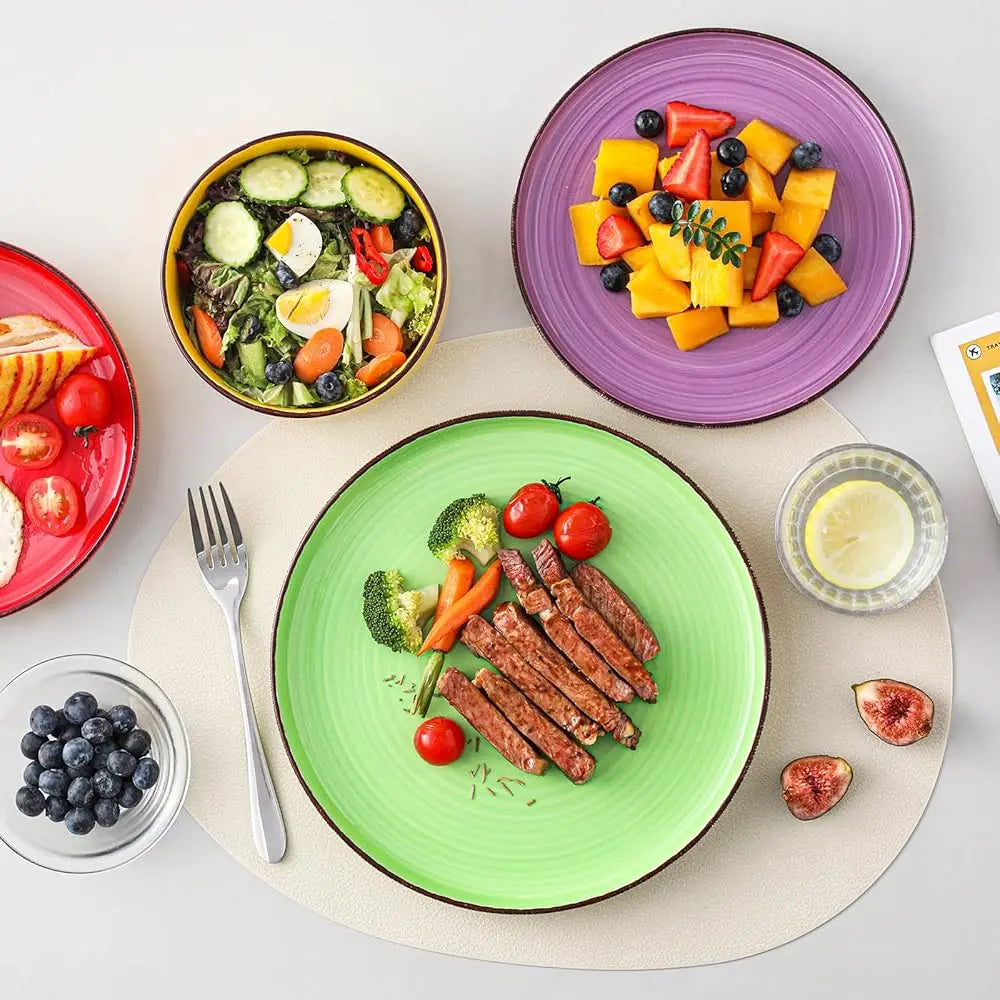BONJEAN Stoneware Dinnerware Set Polished Plates and Bowls Dishwasher Safe