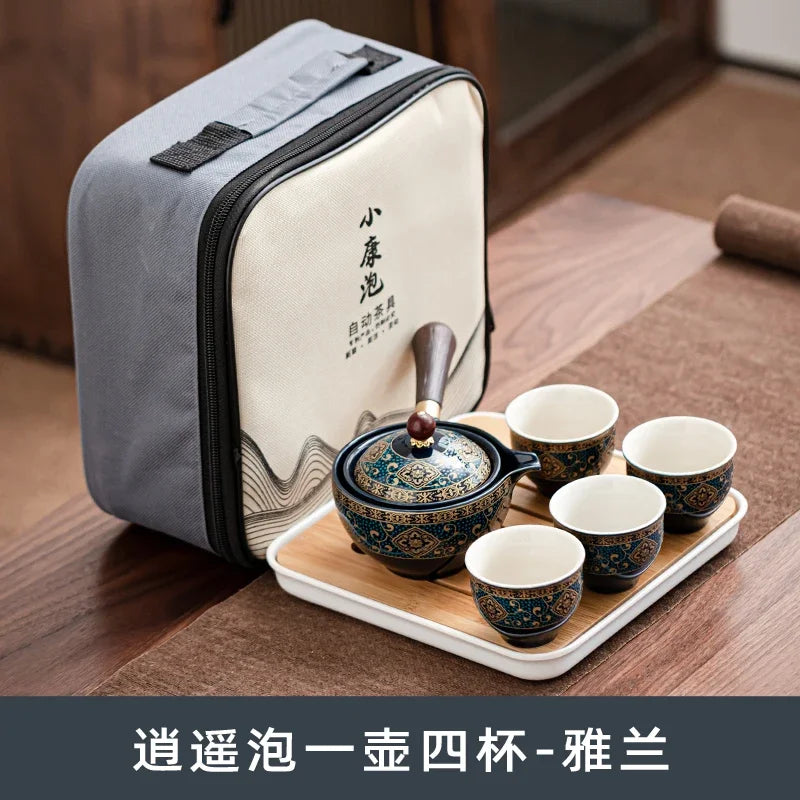 PDQ CN Kung Fu Tea Set Sand Ceramic Pottery Travel Gift