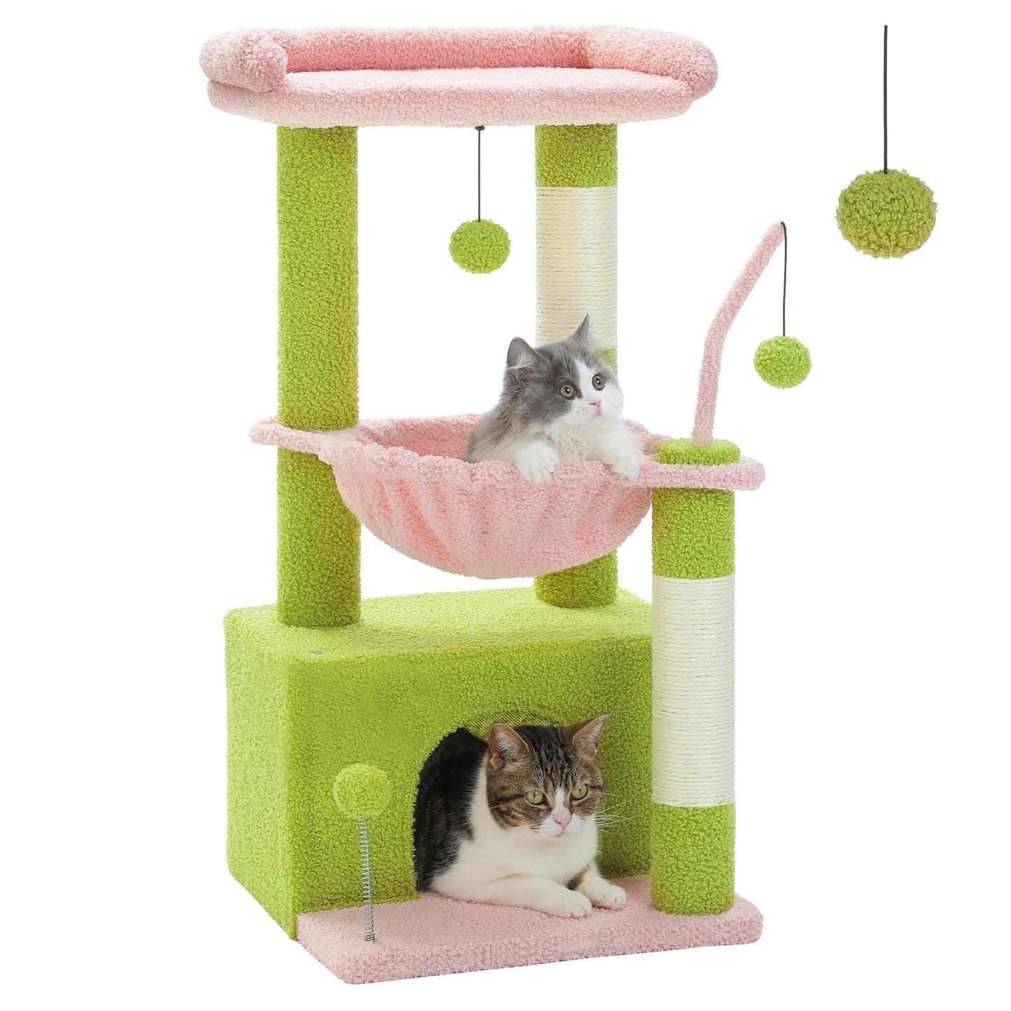 PAWZ Road 4-in-1 Cat Tree With Condo, Sisal Scratching, Hammock