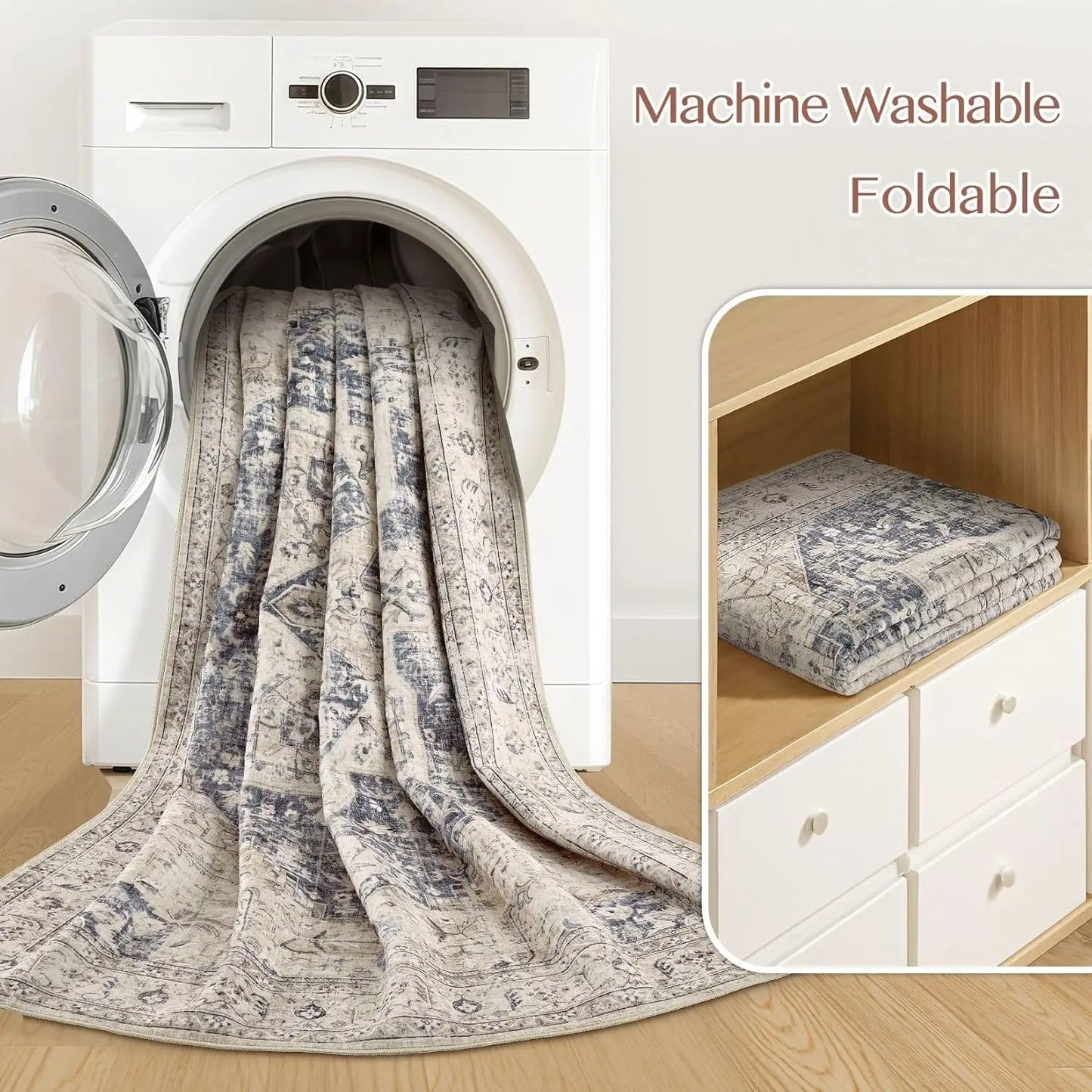 Washable Vintage Boho Rug For Living Room Decor And Comfort