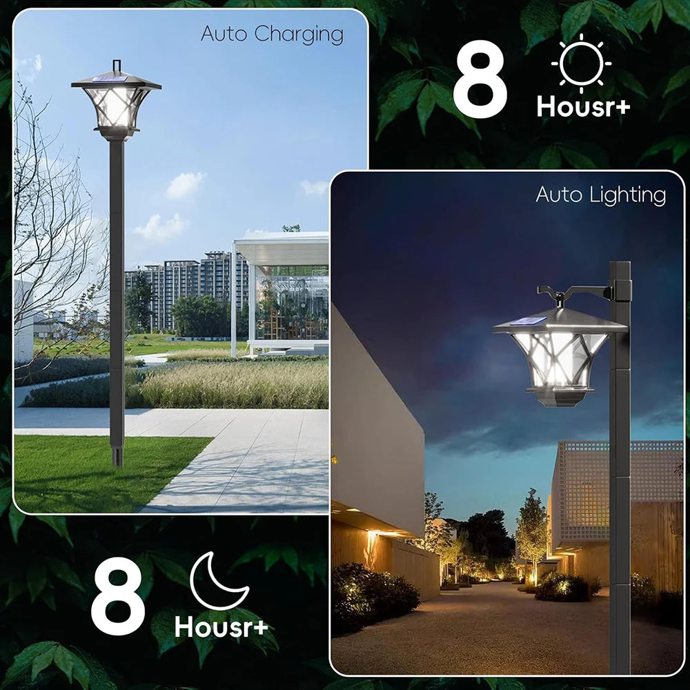 Solar Post Light Waterproof Auto On Off Retro Style Landscape