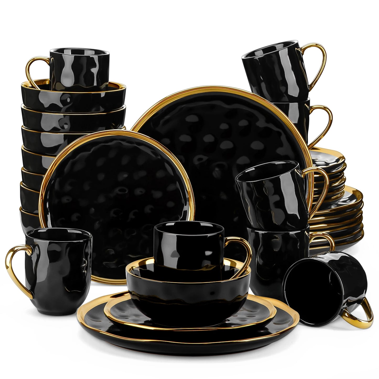 Malacasa Porcelain Dinnerware Set With Gold Trim Collection