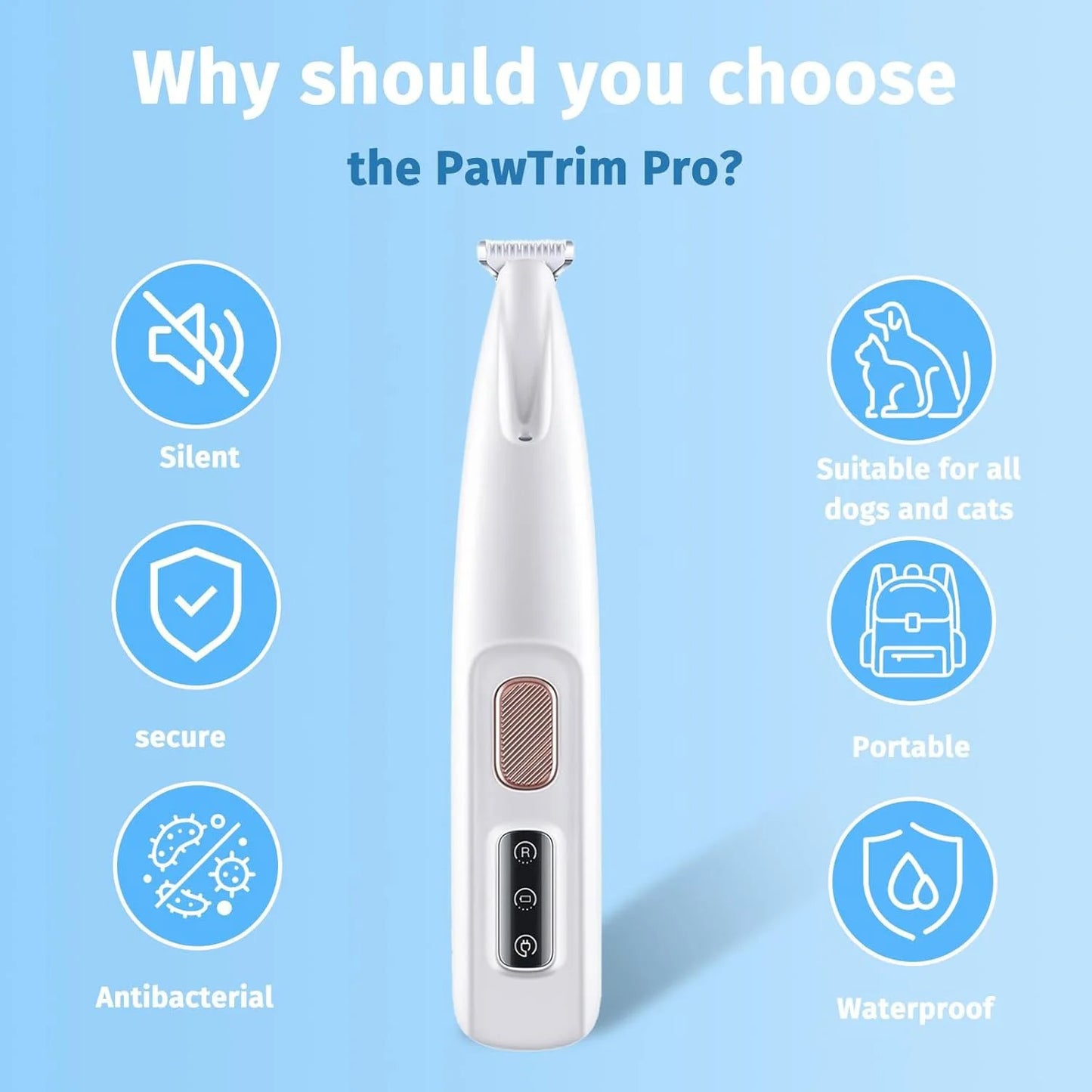 Rechargeable Cat And Dog Paw Trimmer With LED Light