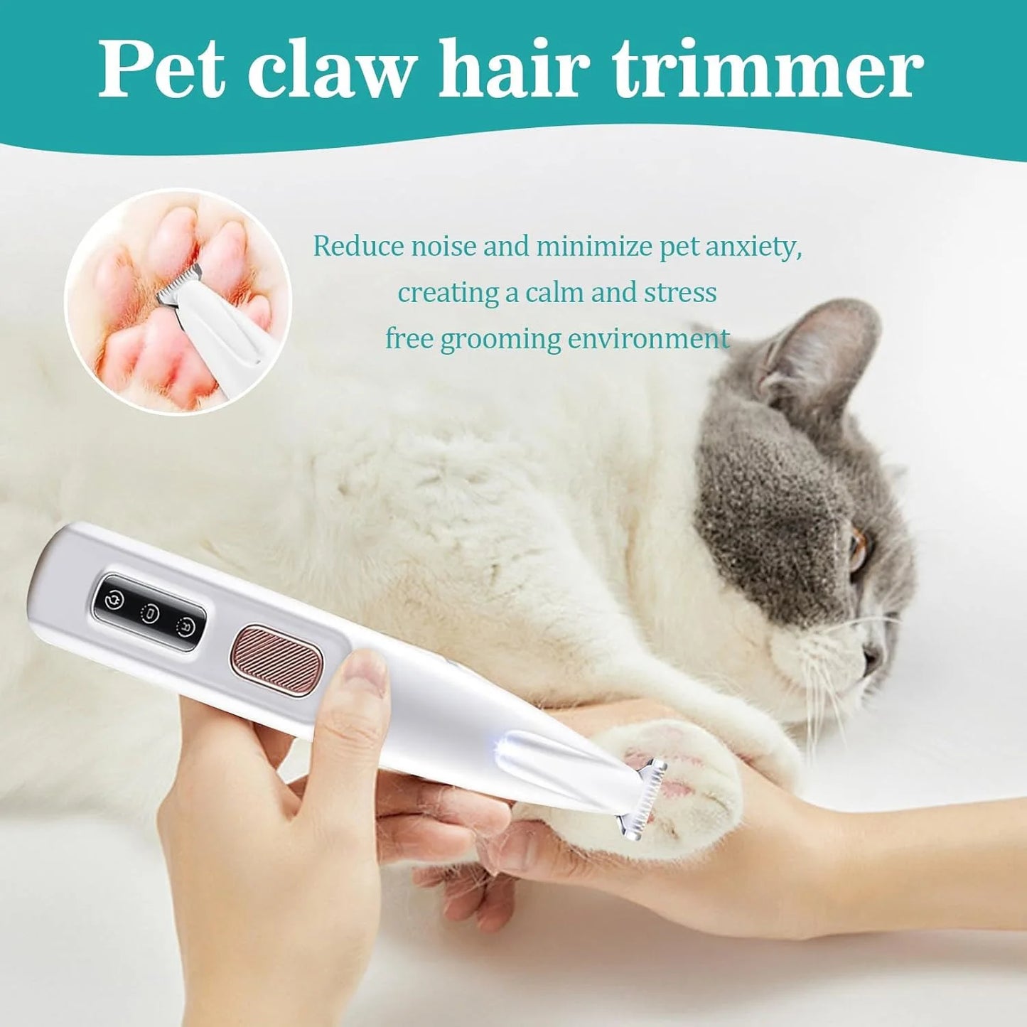 Rechargeable Cat And Dog Paw Trimmer With LED Light
