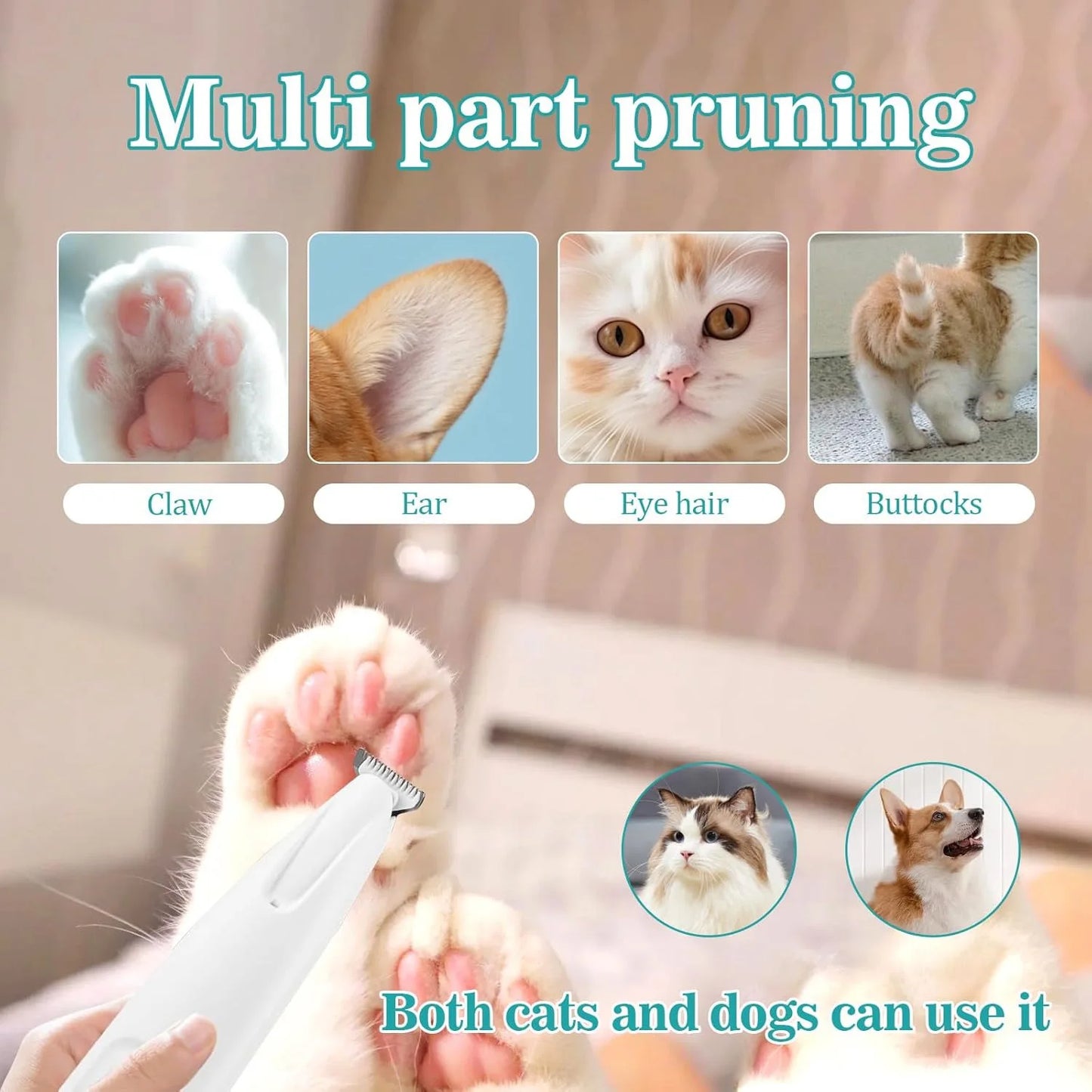 Rechargeable Cat And Dog Paw Trimmer With LED Light