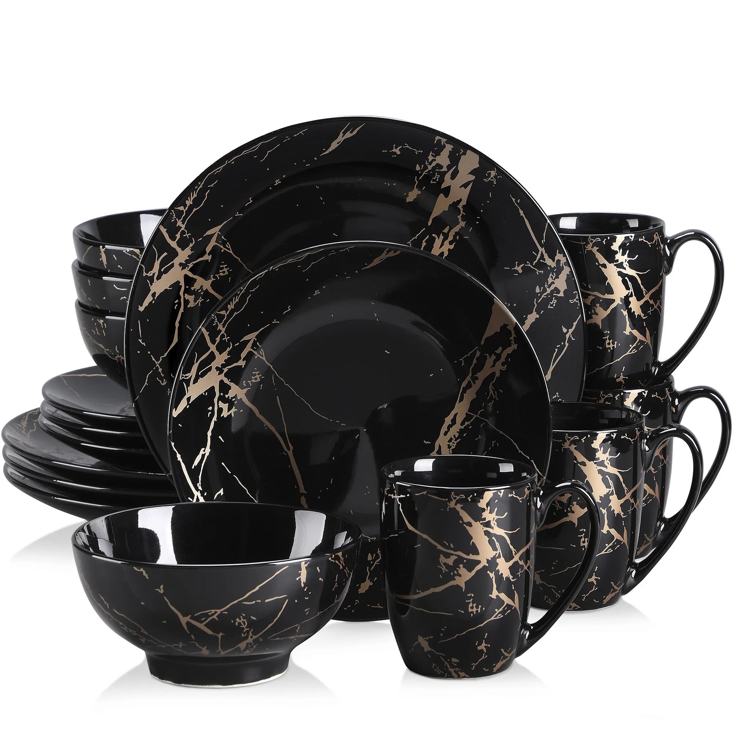 MALACASA Porcelain Dinnerware Set Splash Pattern Design
