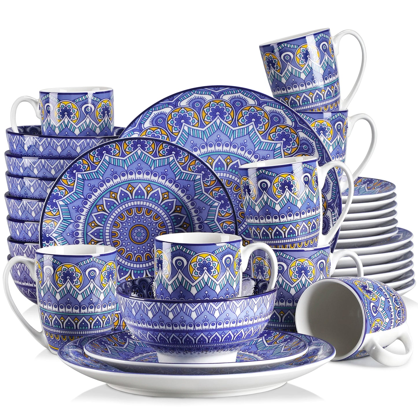 MALACASA Mandala Dinnerware Set Ceramic Porcelain 16 32 48 Pieces