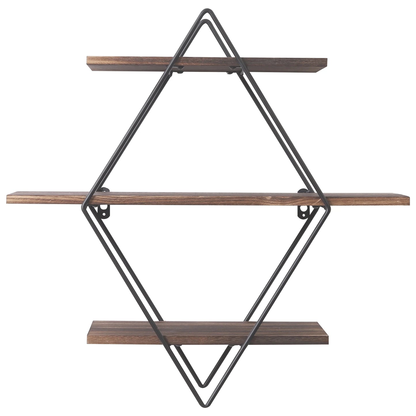 Three Tier Industrial Wood Floating Shelf Wall Mounted Unit