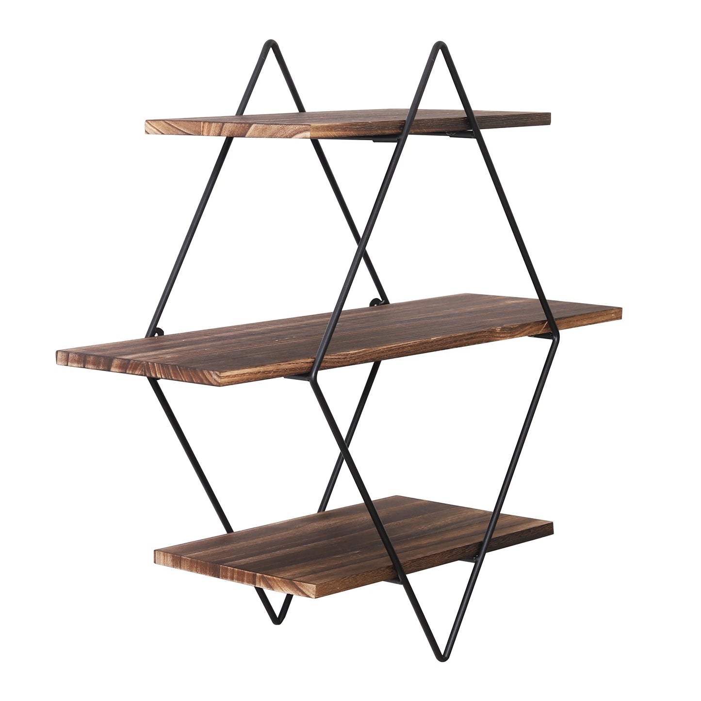 Three Tier Industrial Wood Floating Shelf Wall Mounted Unit
