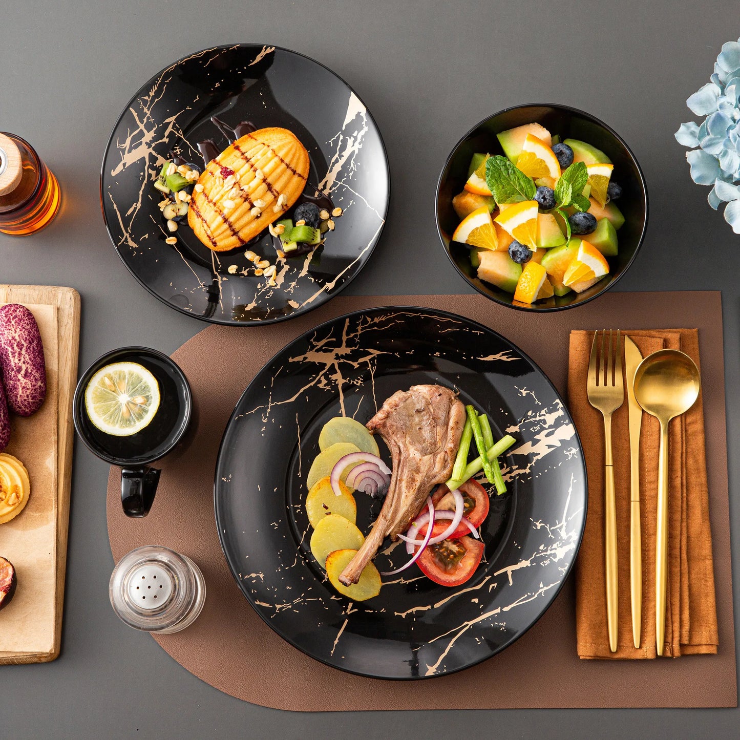 MALACASA Porcelain Dinnerware Set Splash Pattern Design