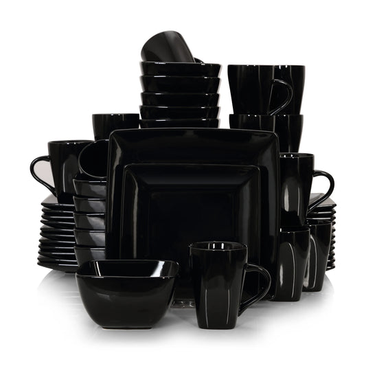 MALACASA SOHO Porcelain Square Dinnerware Set Plates Bowls Mugs 16 32 48 Pieces