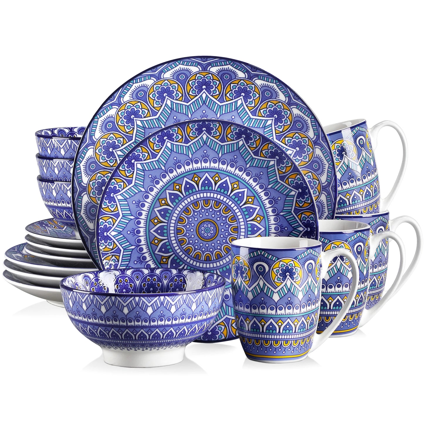MALACASA Mandala Dinnerware Set Ceramic Porcelain 16 32 48 Pieces