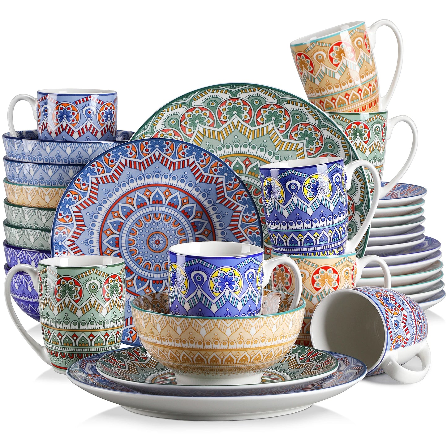 MALACASA Mandala Dinnerware Set Ceramic Porcelain 16 32 48 Pieces