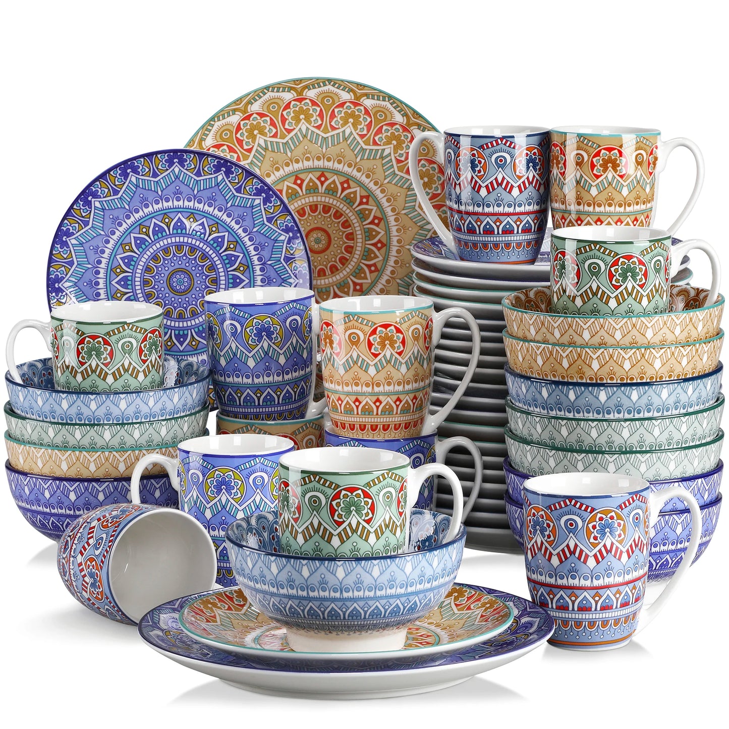MALACASA Mandala Dinnerware Set Ceramic Porcelain 16 32 48 Pieces