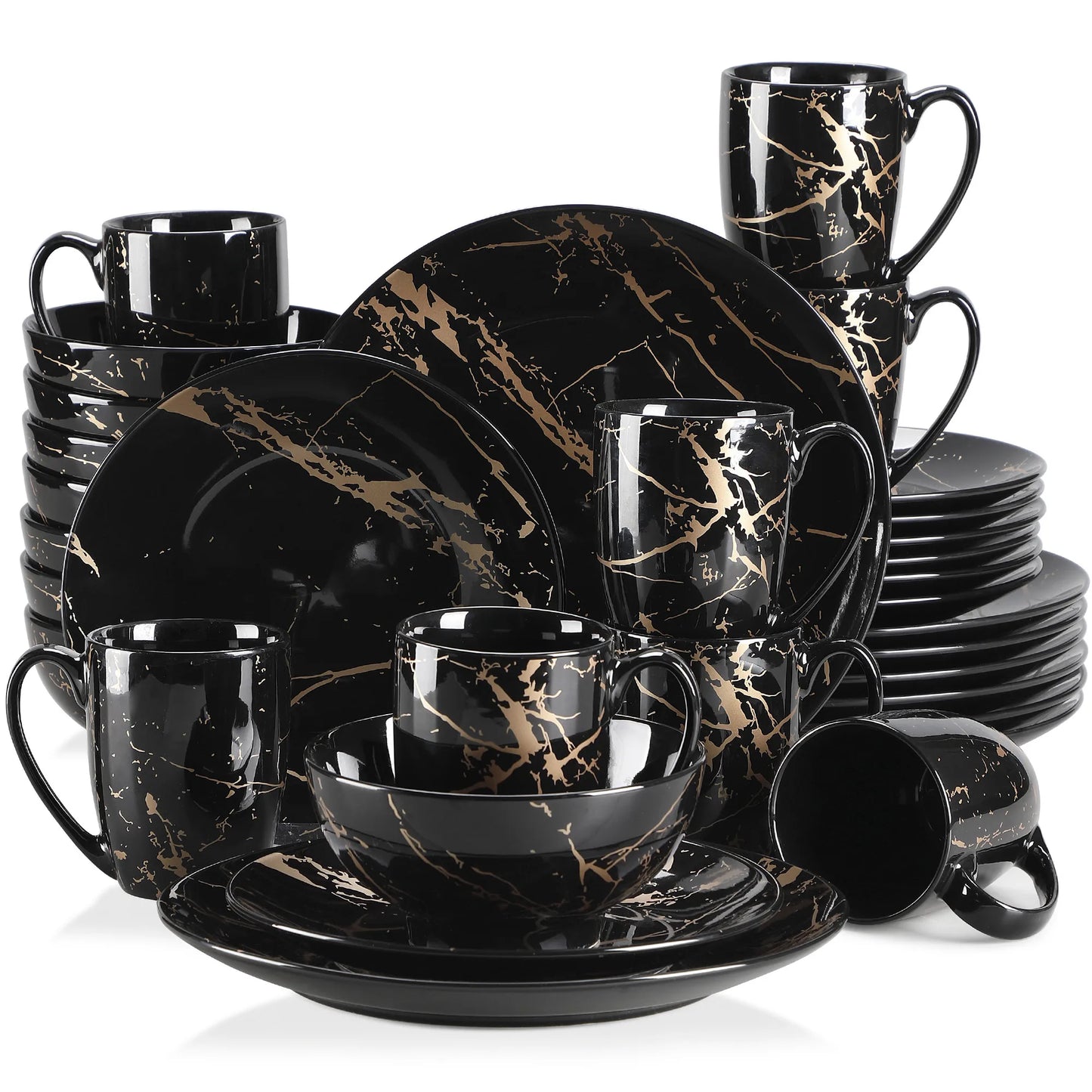 MALACASA Porcelain Dinnerware Set Splash Pattern Design