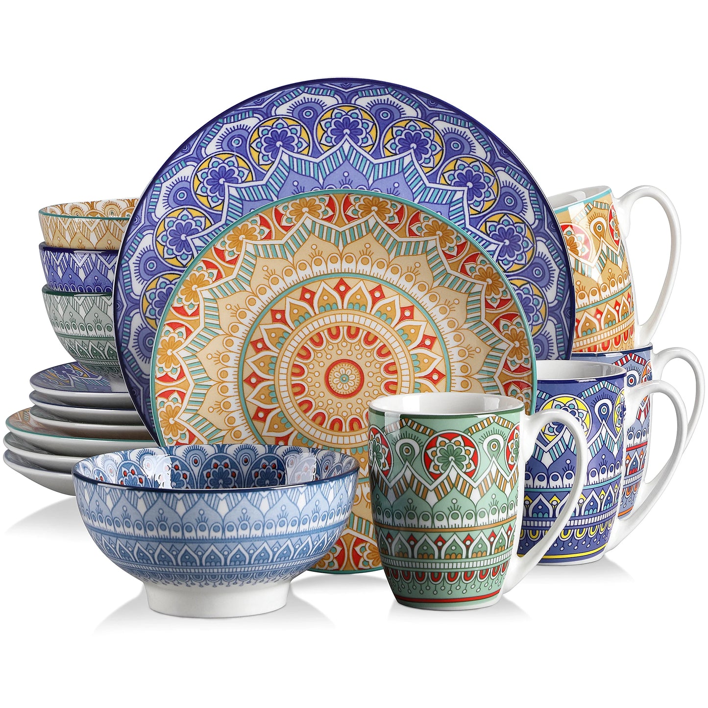 MALACASA Mandala Dinnerware Set Ceramic Porcelain 16 32 48 Pieces