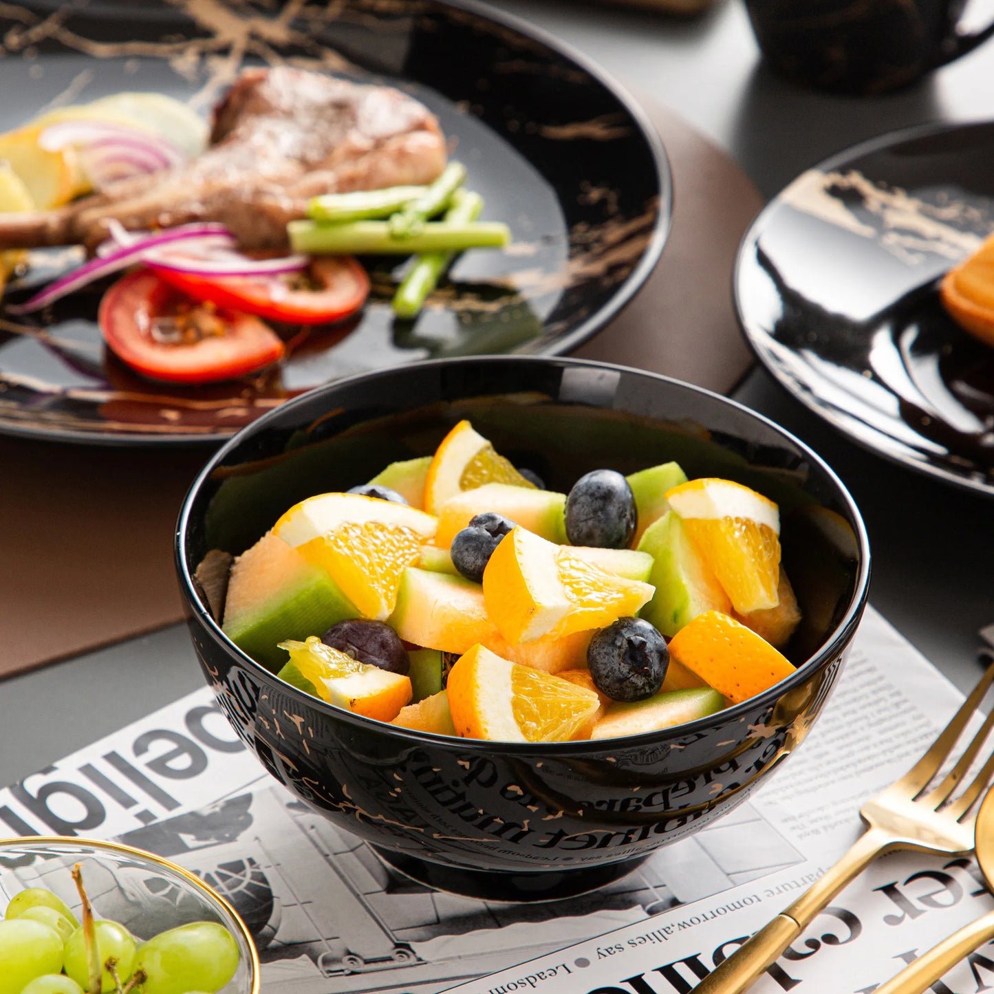 MALACASA Porcelain Dinnerware Set Splash Pattern Design