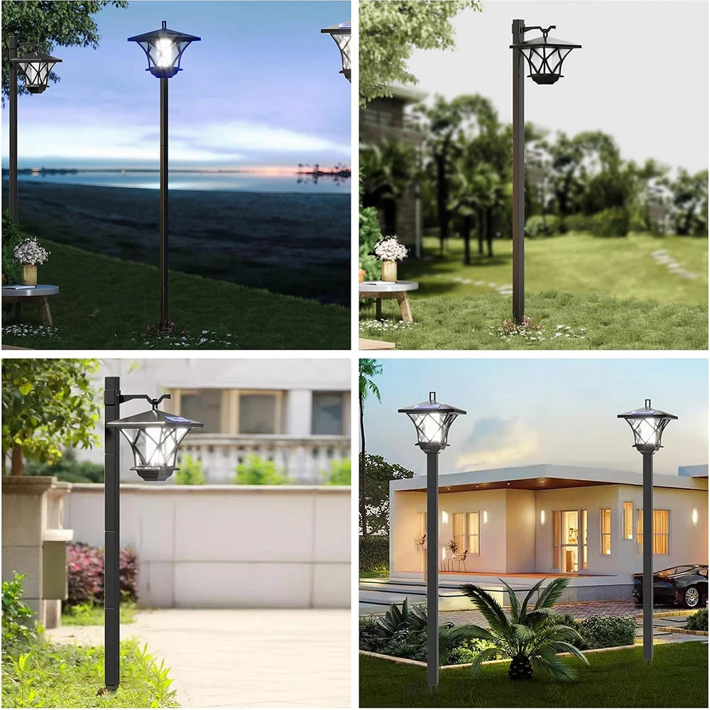 Solar Post Light Waterproof Auto On Off Retro Style Landscape