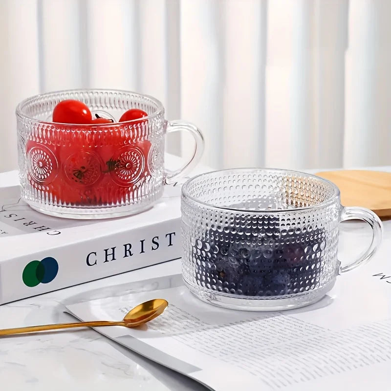 NONED Vintage Glass Cups Set With Wooden Lids Four-Piece Collection