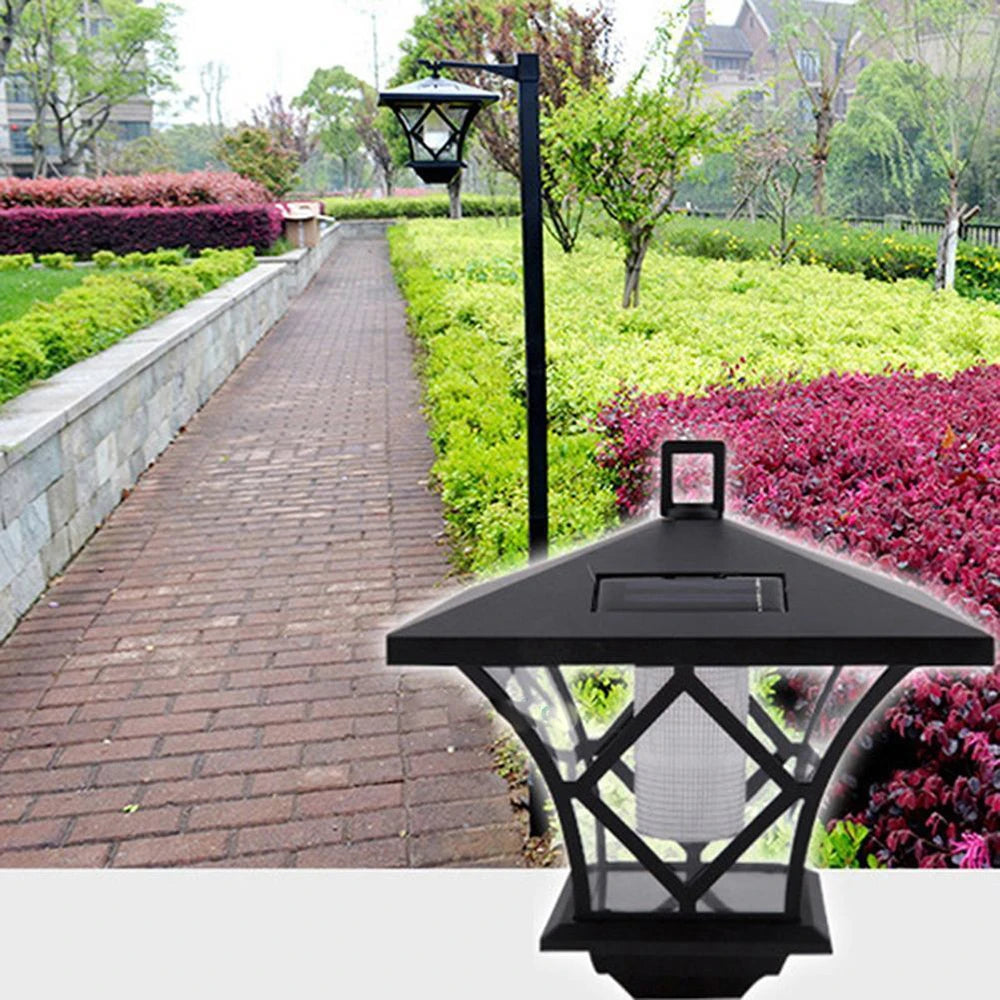 Solar Post Light Waterproof Auto On Off Retro Style Landscape
