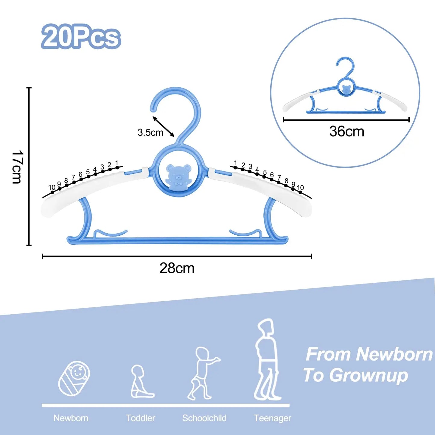 Untior Non Slip Baby Clothes Hangers Adjustable Plastic Multi Functional