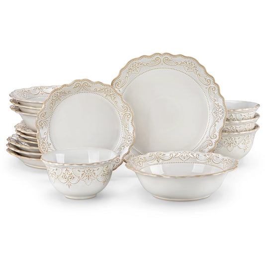 Malacasa Relief White Stoneware Dinnerware Set 16 To 32 Piece