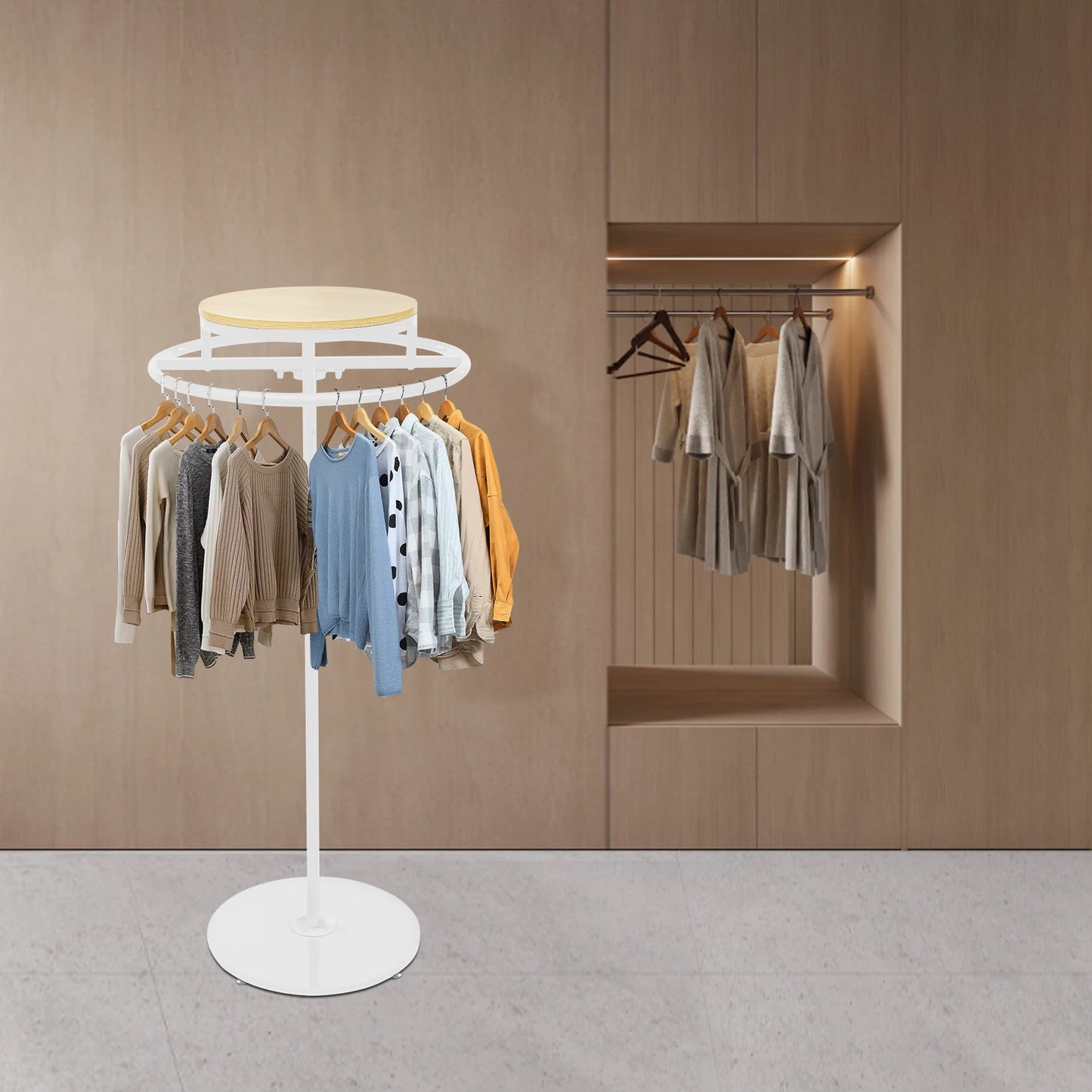 Round Floor Standing Clothing Rack Spiral Garment Display