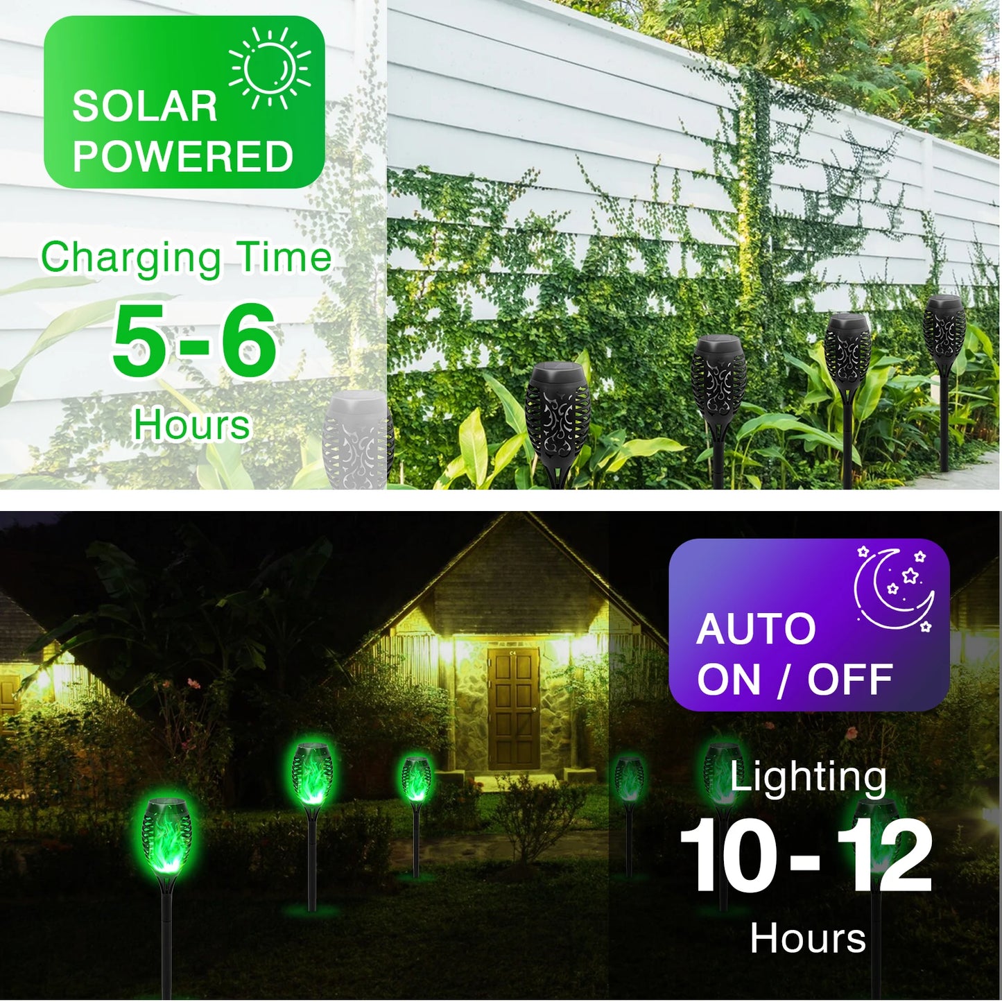 Green Solar Flame Light Outdoor Torch Lamp Garden Decor Waterproof
