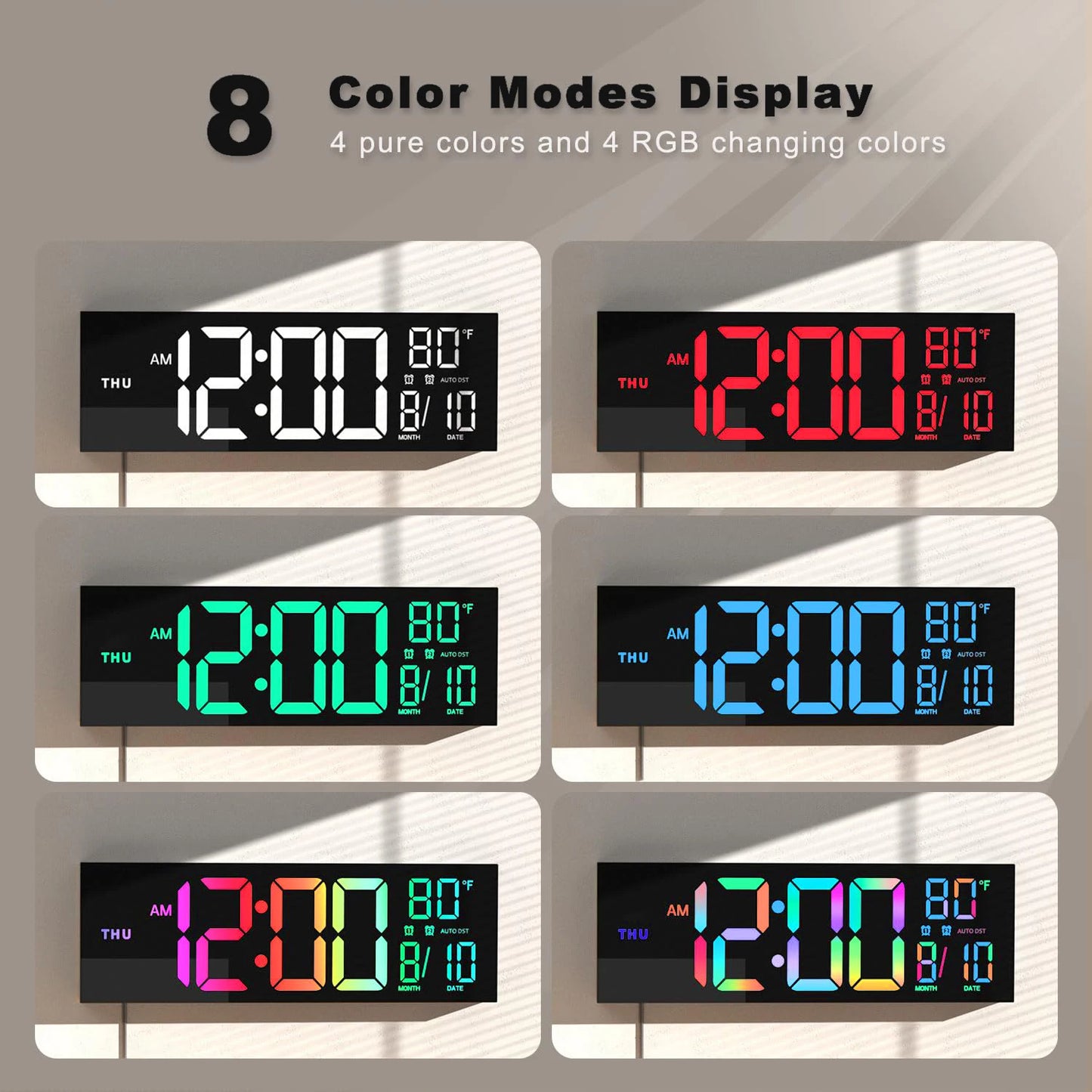Large 16 Inch Digital Wall Clock With LED Display Remote