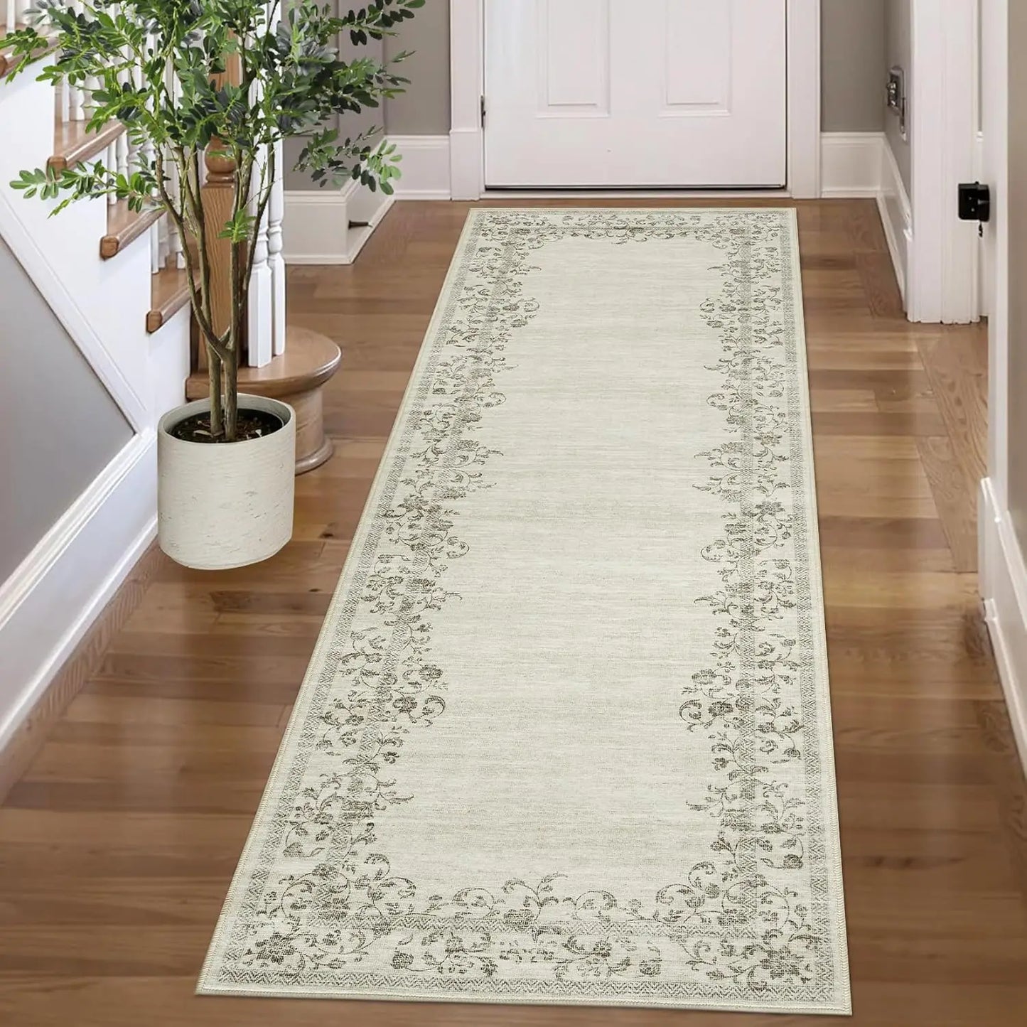 HiMISS Floral Border Washable Area Rug For Living Room And Bedroom