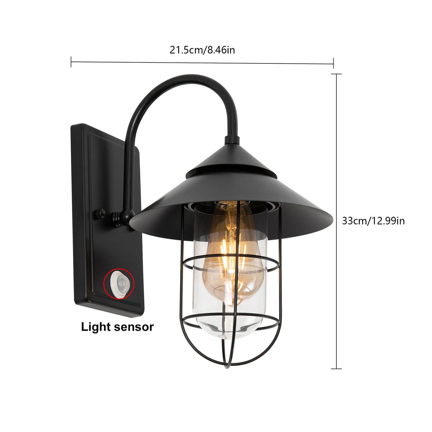 Bymaocar Retro Wall Lamp Sconce 60W E26 Motion Sensor