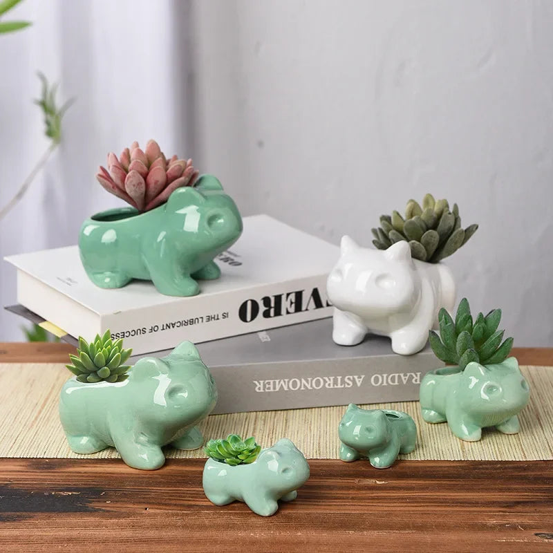 WOBDAEL Ceramic Mini Flowerpot Planter With Drainage Hole