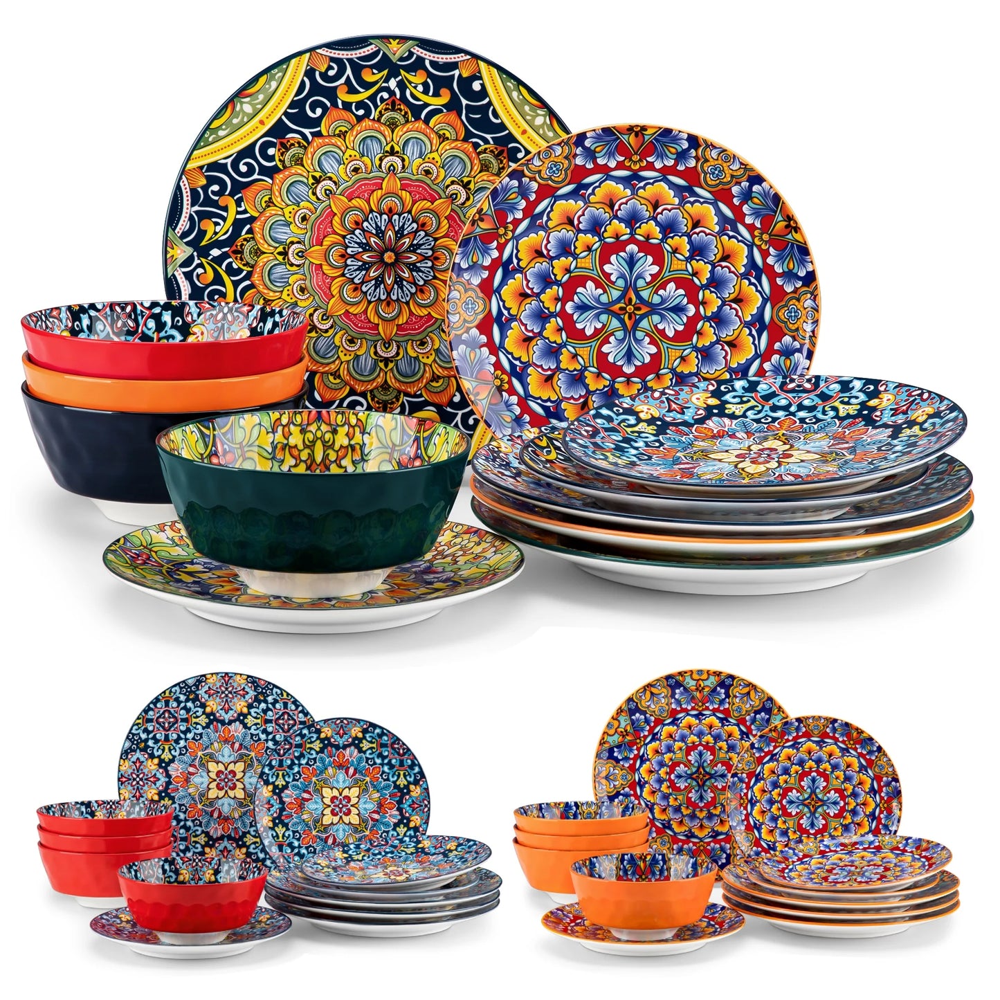 MALACASA Bohemian Ceramic Dinnerware Set 12 and 24 Pieces