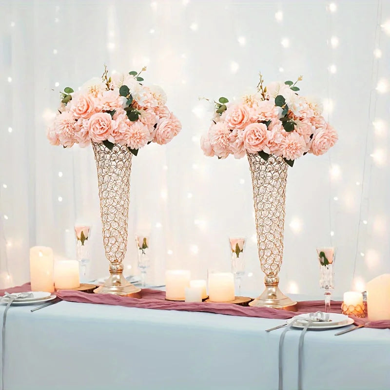 Two Metal Vases Set For Centerpieces And Home Decor