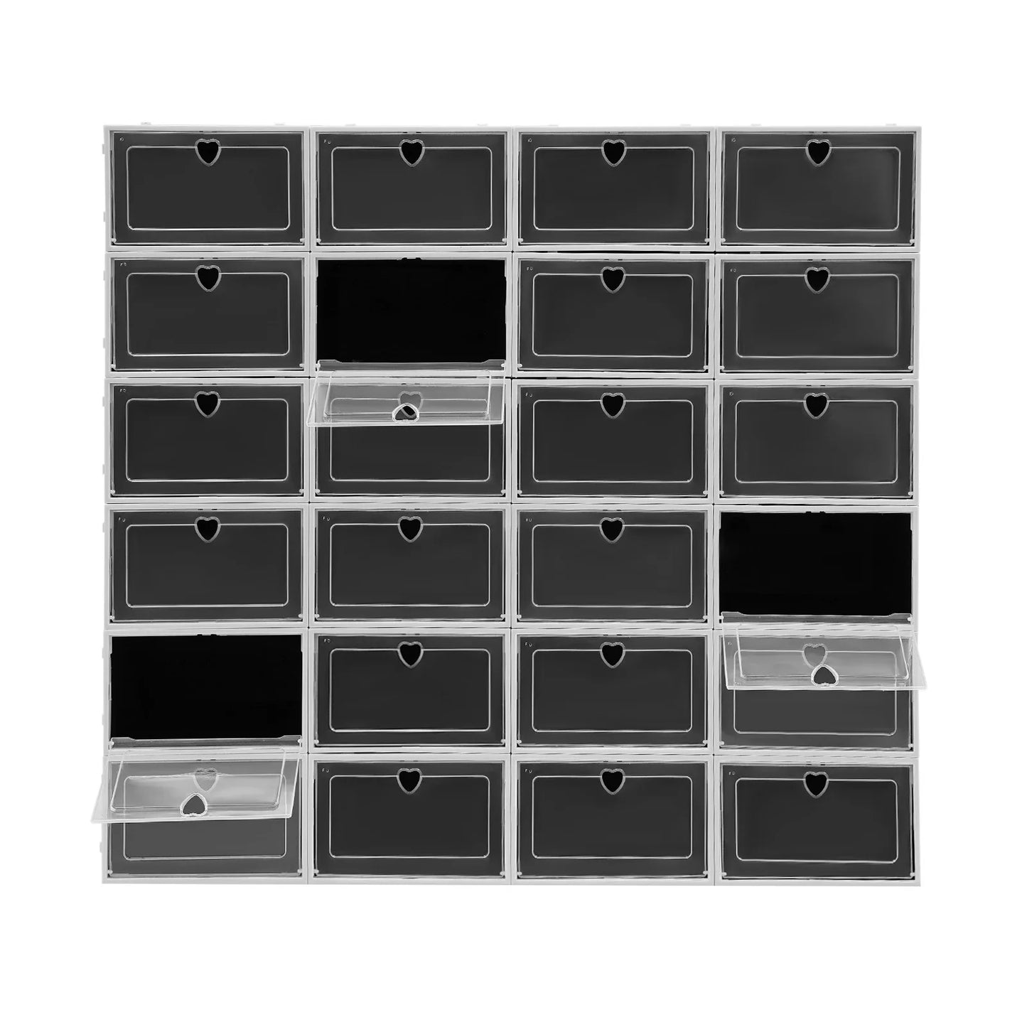 Bymaocar Stackable Shoe Organizer Boxes With Heart Shaped Hole