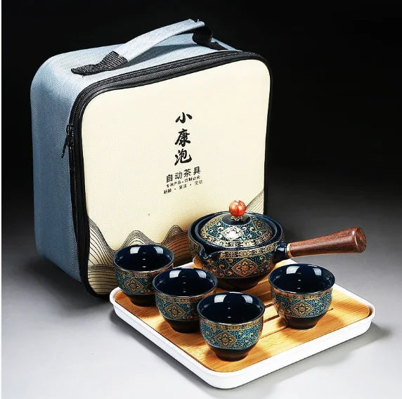 PDQ CN Kung Fu Tea Set Sand Ceramic Pottery Travel Gift