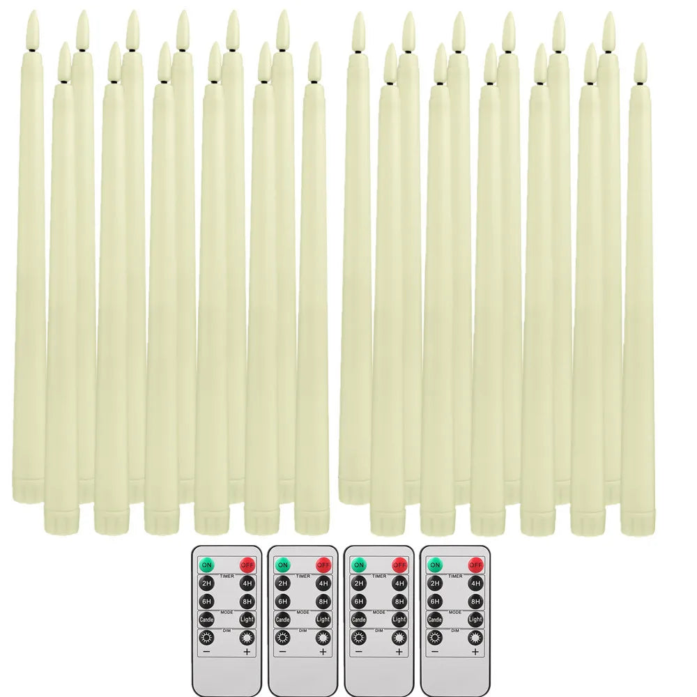 LED Flameless Flickering Taper Candles Set With Remote For Home Decor