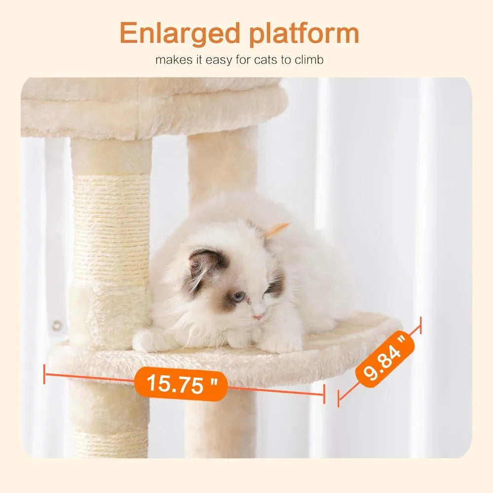 Heybly Cat Tree for Indoor Cats Multi-Level Plush Condo