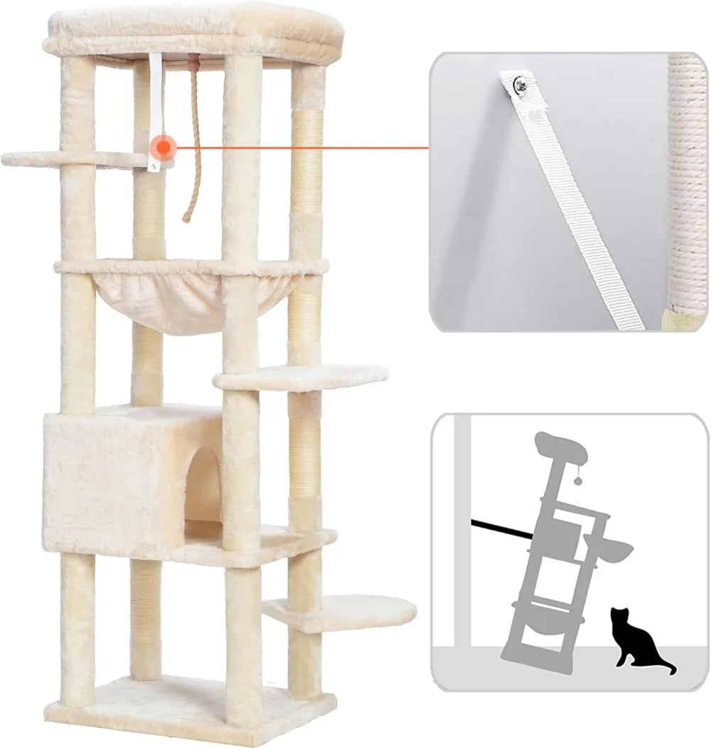 Heybly Cat Tree for Indoor Cats Multi-Level Plush Condo