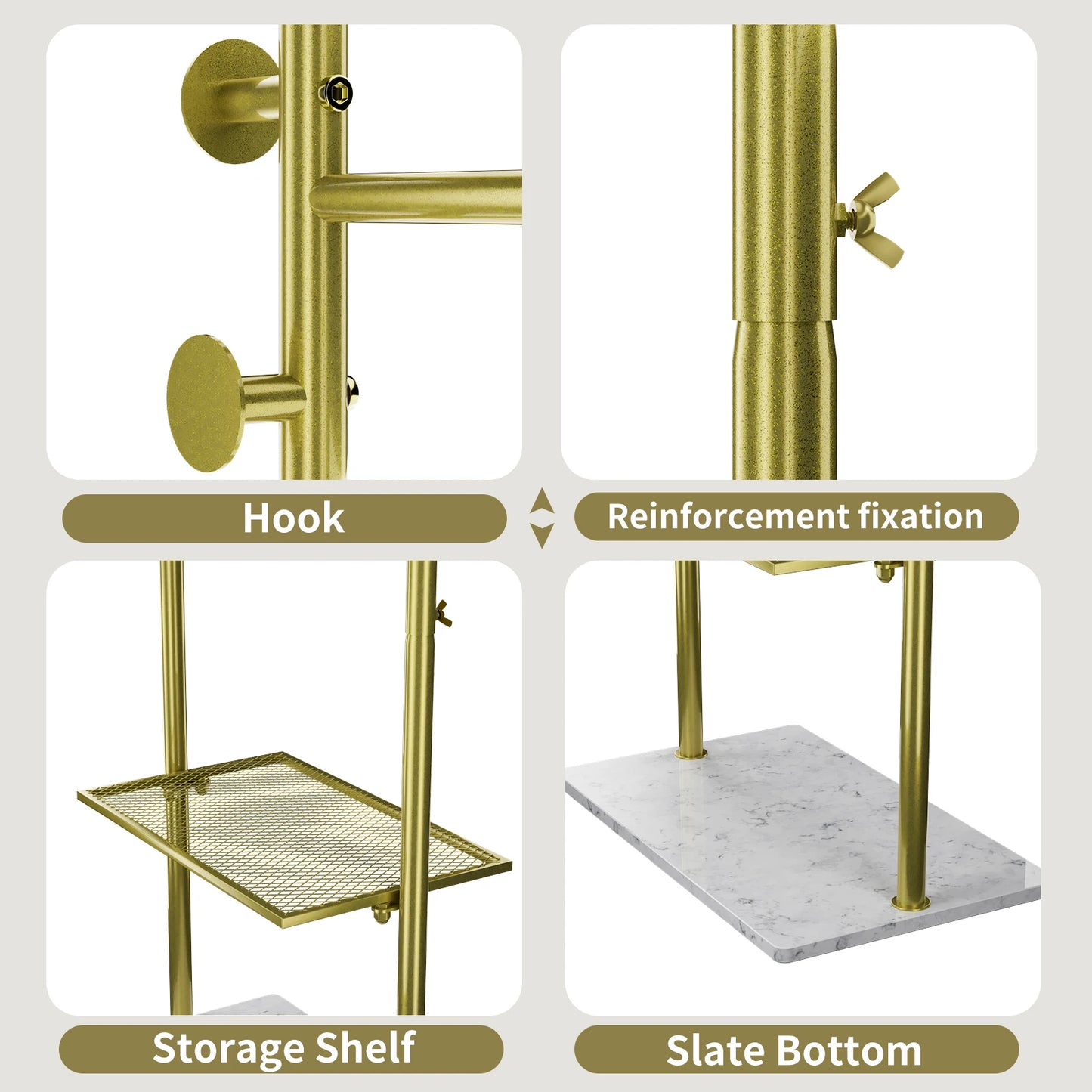 Heavy Duty Freestanding Pole Clothing Rack With Granite Stone Base
