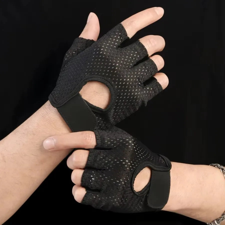 NONECN Summer Half Finger Gloves Ice Silk Breathable Anti-Slip Cycling