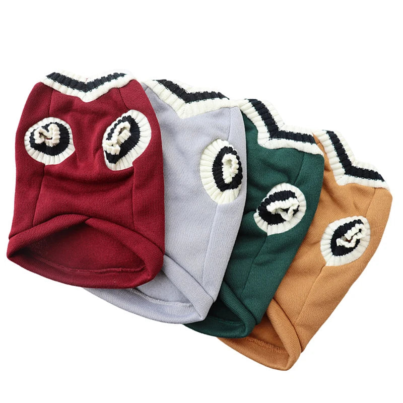 Winter Warm Dog Sweater College Style V Neck Knitwear Dogs