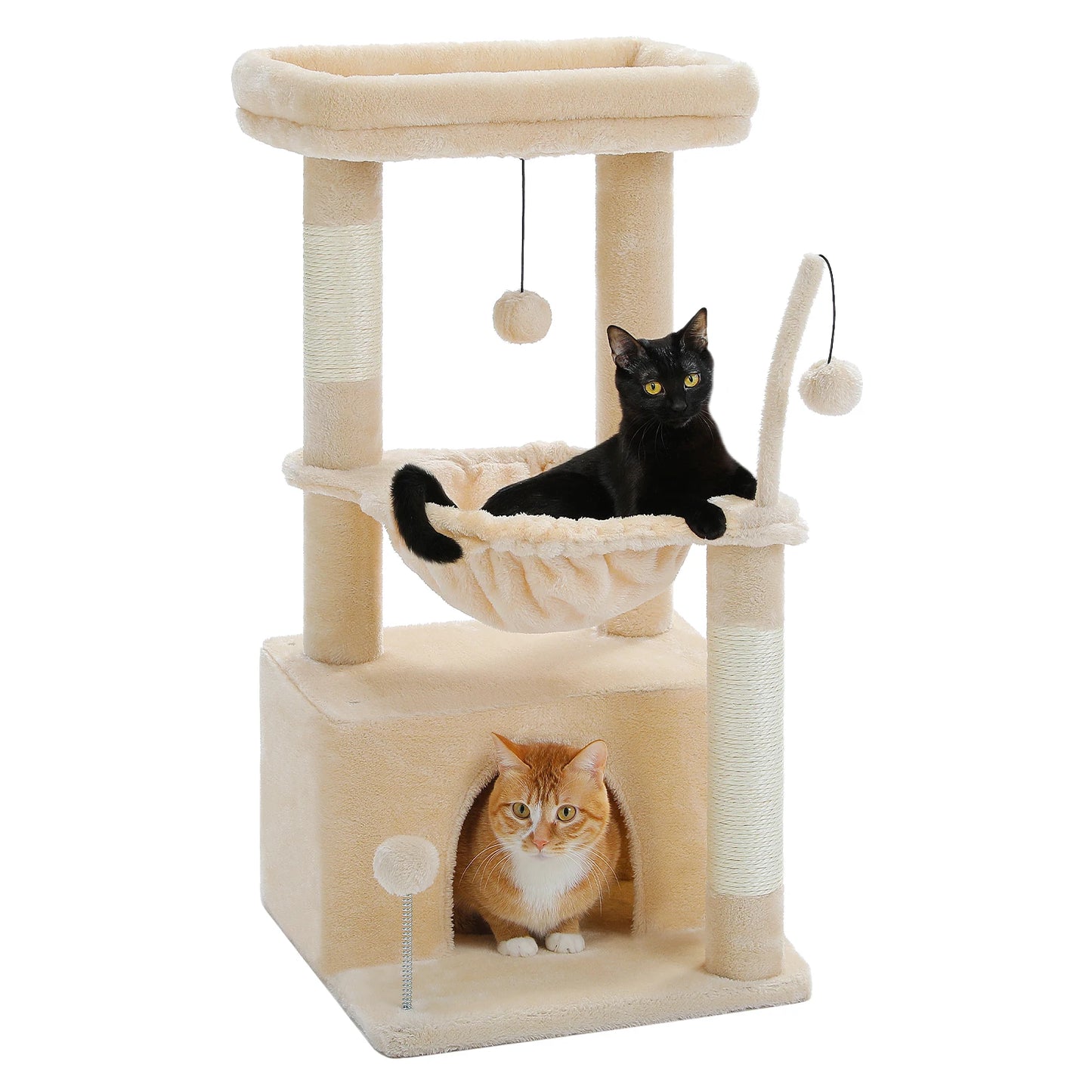 PAWZ Road 4-in-1 Cat Tree With Condo, Sisal Scratching, Hammock